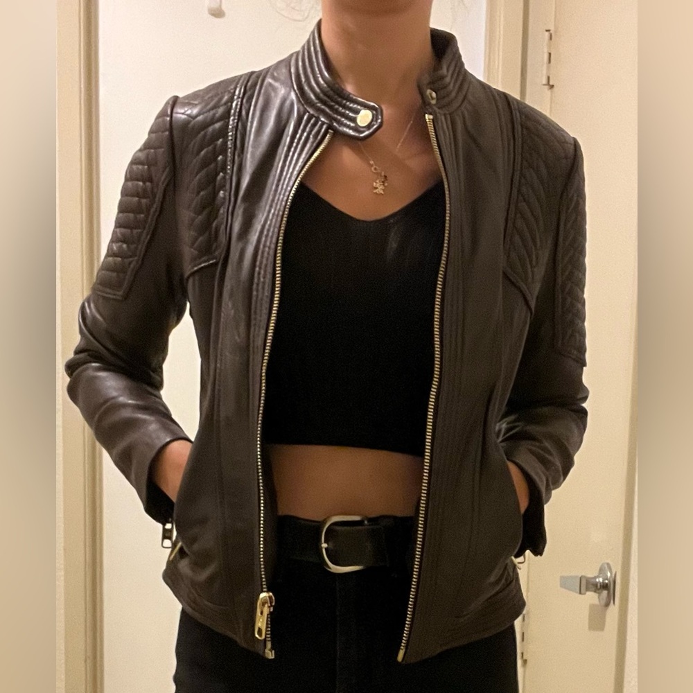 Michael Kors Deep Brown Leather Jacket